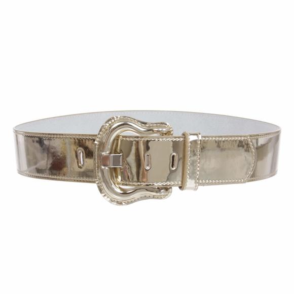 Women\'s Western High Waist Wide Patent Fashion Plain Leather Belt, Gold | L/xl🌺